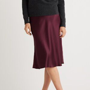 Quince Washable Silk Midi Skirt Medium Wine Tasting